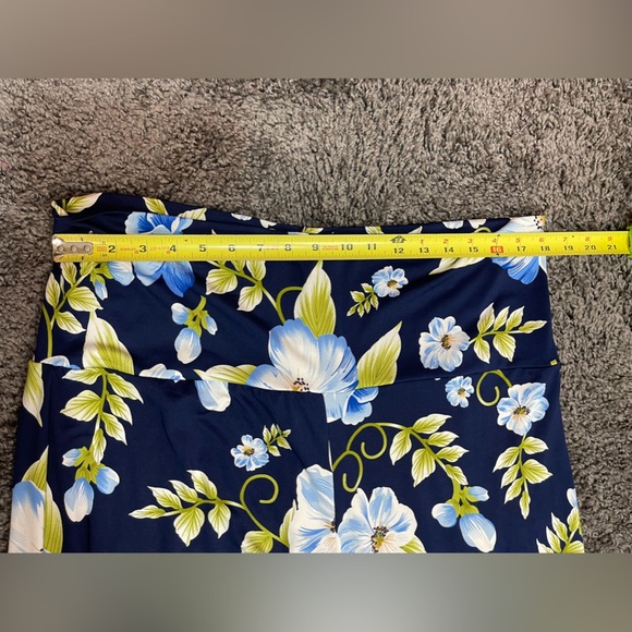 White Mark Navy blue floral high waist wide leg stretch palazzo pants size 2XL - Picture 7 of 13